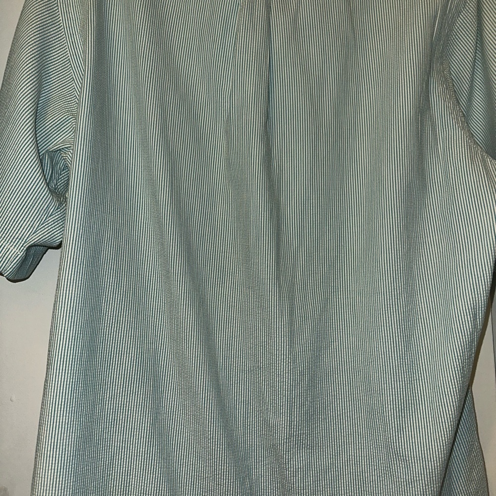 Mens Polo Ralph Lauren Short Sleeve Seersucker Green White Button Shirt SS large - Picture 6 of 9